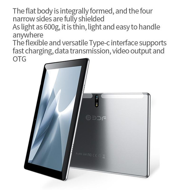 BDF M107 4G LTE Tablet PC 10.1 inch, 8GB+256GB, Android 13 MTK6762 Octa Core, Support Dual SIM, EU Plug(Black)