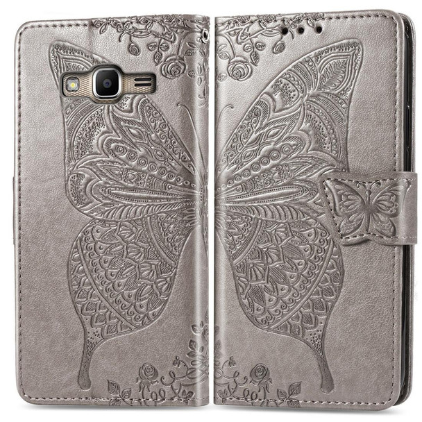 Butterfly Love Flowers Embossing Horizontal Flip Leatherette Case for Galaxy J2 Prime / G530, with Holder & Card Slots & Wallet & Lanyard(Gary)