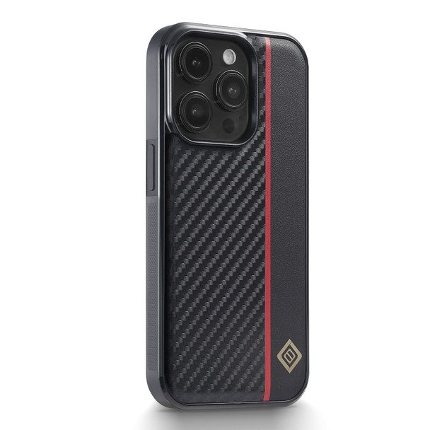 For iPhone 14 Pro LC.IMEEKE 3 in 1 Carbon Fiber Texture Shockproof Phone Case(Black)