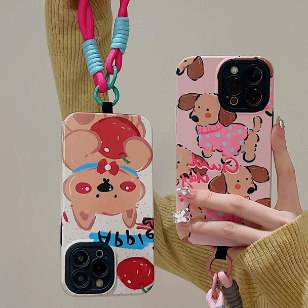 For iPhone 12 Pro Max 2 in 1 Wristband Phone Case(Hug Apple Dog)