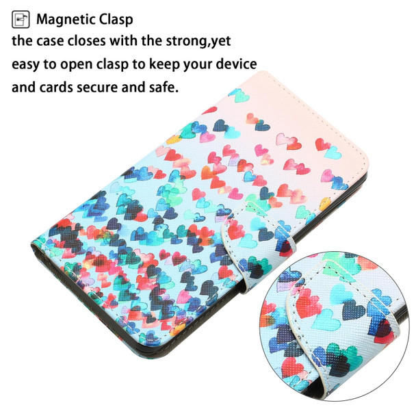 For iPhone 15 Colored Drawing Leatherette Phone Case(Heart)