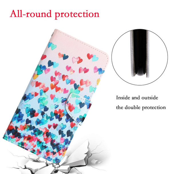 For iPhone 15 Colored Drawing Leatherette Phone Case(Heart)
