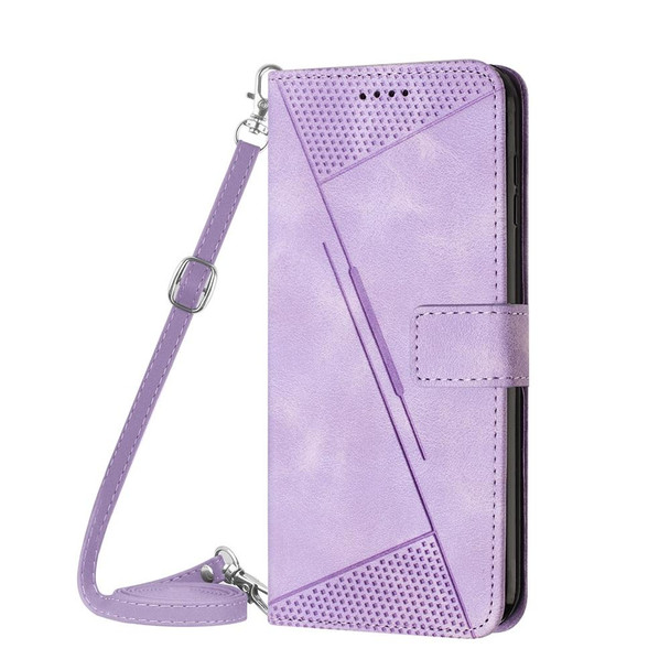 For Motorola Edge 2022 Dream Triangle Leatherette Phone Case with Lanyard(Purple)