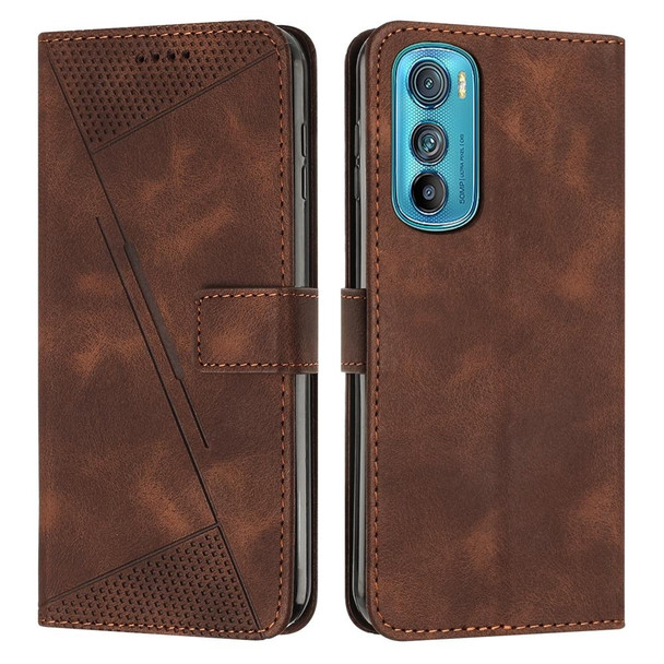 For Motorola Edge 30 Dream Triangle Leatherette Phone Case with Lanyard(Brown)