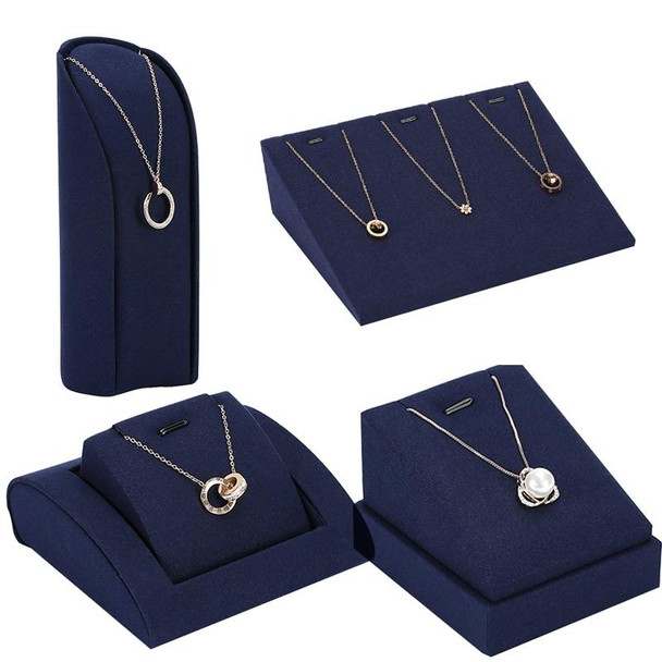 6x5x15cm Curved Necklace Display Stand Jewelry Display Props Blue Microfiber Window Necklace Earring Ring Stand