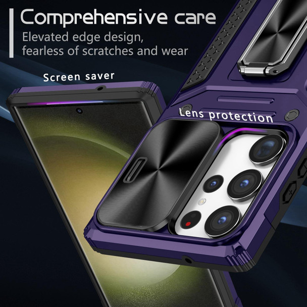 For Samsung Galaxy S23 Ultra 5G Camshield Robot TPU Hybrid PC Phone Case(Purple)