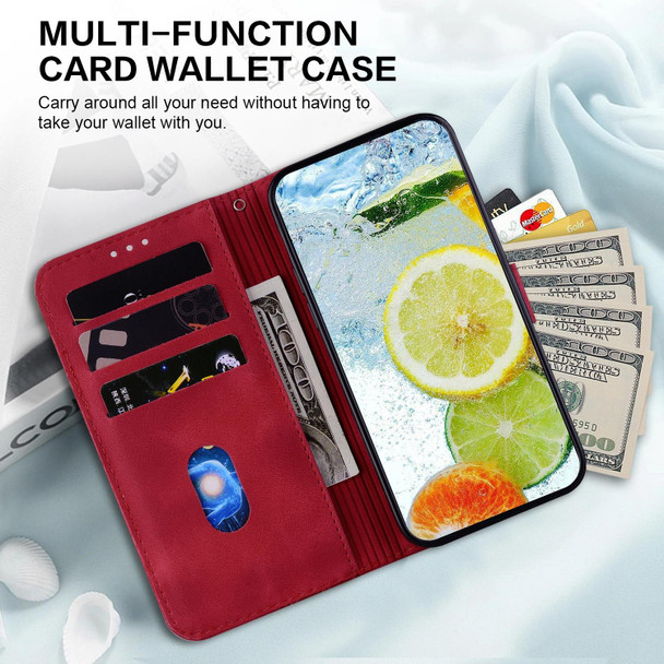 For Samsung Galaxy S21 FE 5G Double 8-shaped Embossed Leatherette Phone Case(Red)