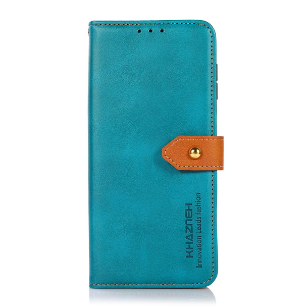 For OPPO A78 4G KHAZNEH Dual-color Cowhide Texture Flip Leatherette Phone Case(Blue)