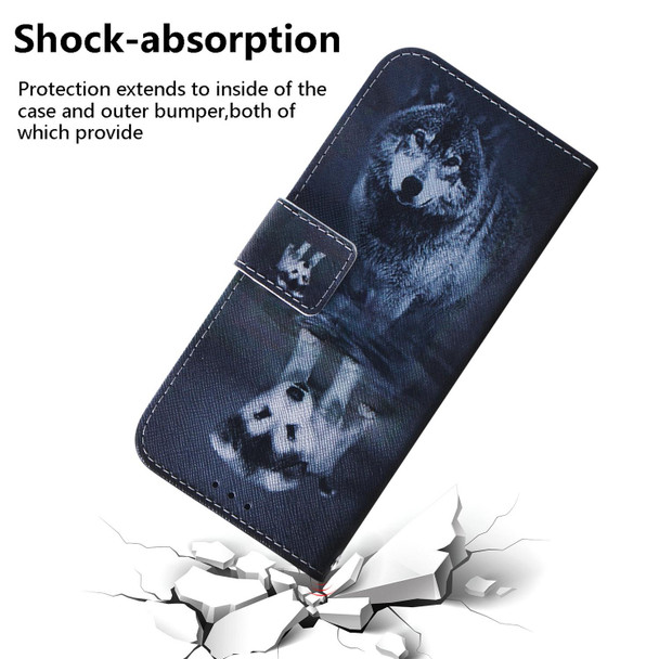 For Nokia XR21 Coloured Drawing Flip Leatherette Phone Case(Wolf and Dog)