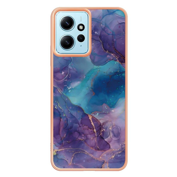 For Xiaomi Redmi Note 12 4G Global Electroplating Marble Dual-side IMD Phone Case(Purple 016)