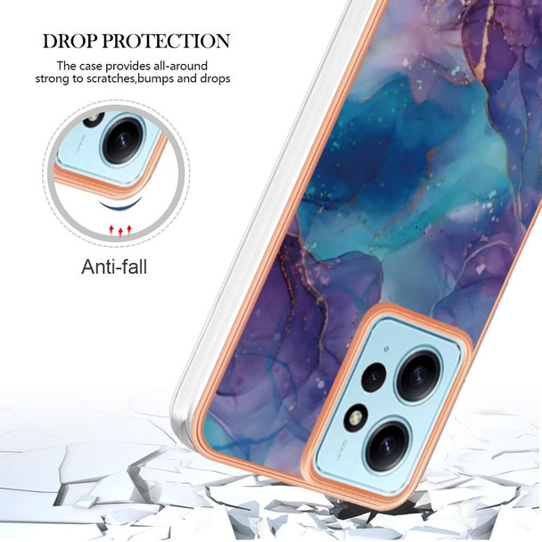 For Xiaomi Redmi Note 12 4G Global Electroplating Marble Dual-side IMD Phone Case(Purple 016)