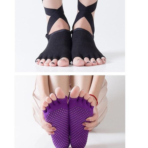 Yoga Five-Finger Socks Open-Toe Lace-Up Dance Socks Particle Non-Slip Socks, Size: One Size(Red)