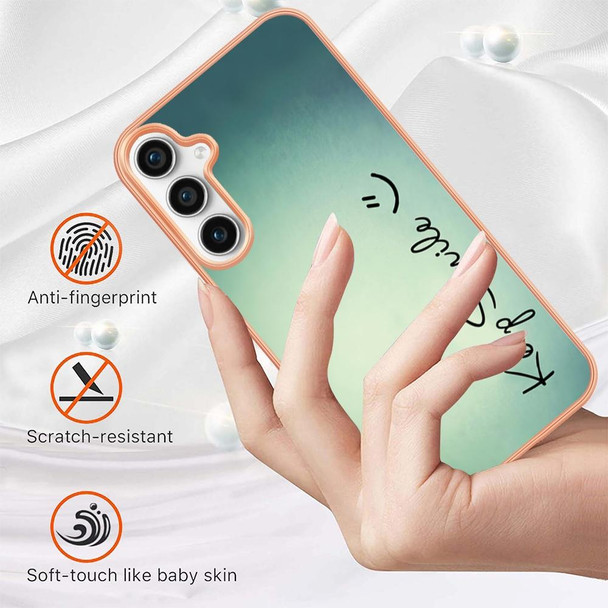 For Samsung Galaxy S23 FE 5G Electroplating Marble Dual-side IMD Phone Case(Smile)