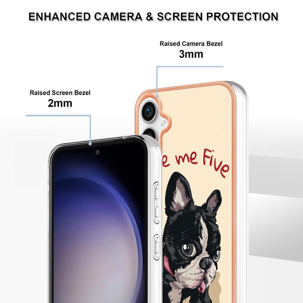 For Samsung Galaxy S23 FE 5G Electroplating Marble Dual-side IMD Phone Case(Lucky Dog)