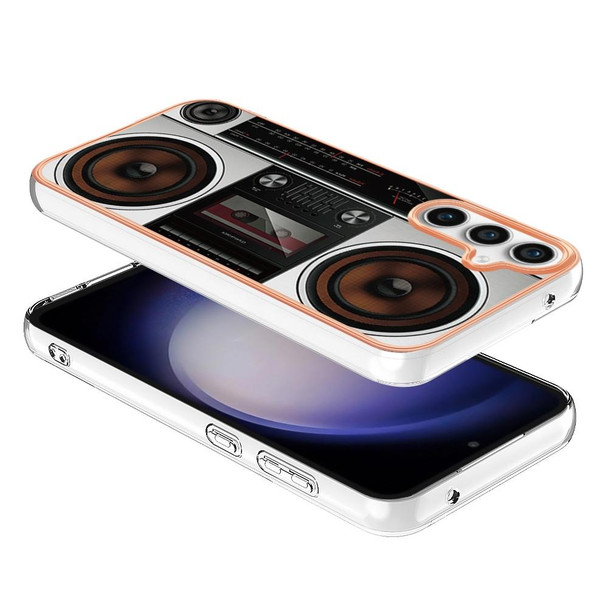 For Samsung Galaxy S23 FE 5G Electroplating Marble Dual-side IMD Phone Case(Retro Radio)