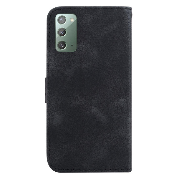 For Samsung Galaxy Note20 7-shaped Embossed Leatherette Phone Case(Black)