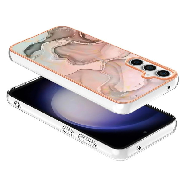 For Samsung Galaxy S23 FE 5G Electroplating Marble Dual-side IMD Phone Case(Rose Gold 015)