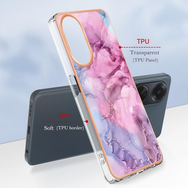 For OPPO A98 Electroplating Marble Dual-side IMD Phone Case(Pink 013)