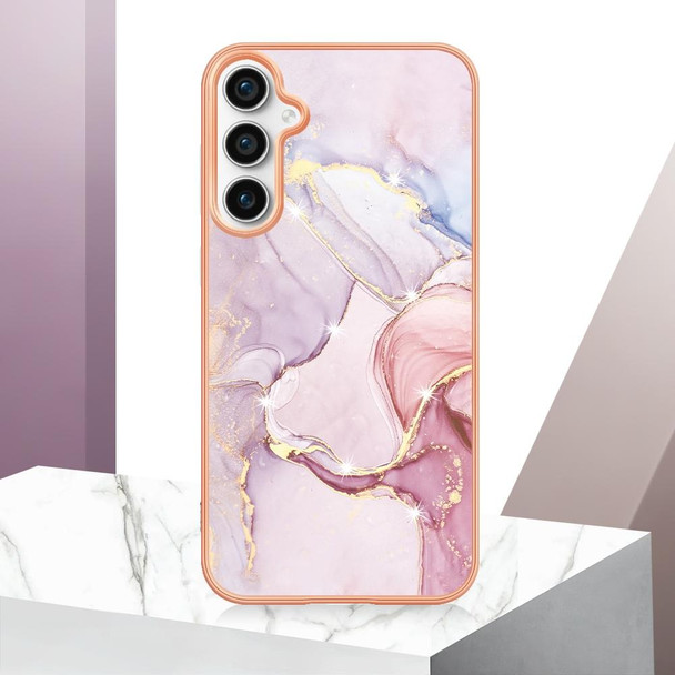 For Samsung Galaxy S23 FE 5G Electroplating Marble Dual-side IMD Phone Case(Rose Gold 005)