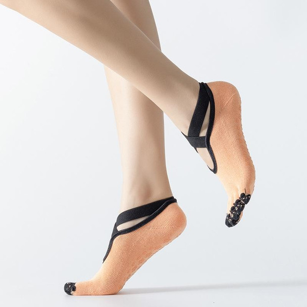 Professional Yoga Socks Non-Slip Five-Finger Split Toe Strap Ballet Dance Cotton Socks, Size: One Size(Skin Color)