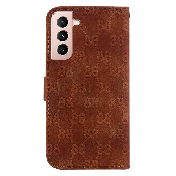 For Samsung Galaxy S21 Ultra 5G Double 8-shaped Embossed Leatherette Phone Case(Brown)