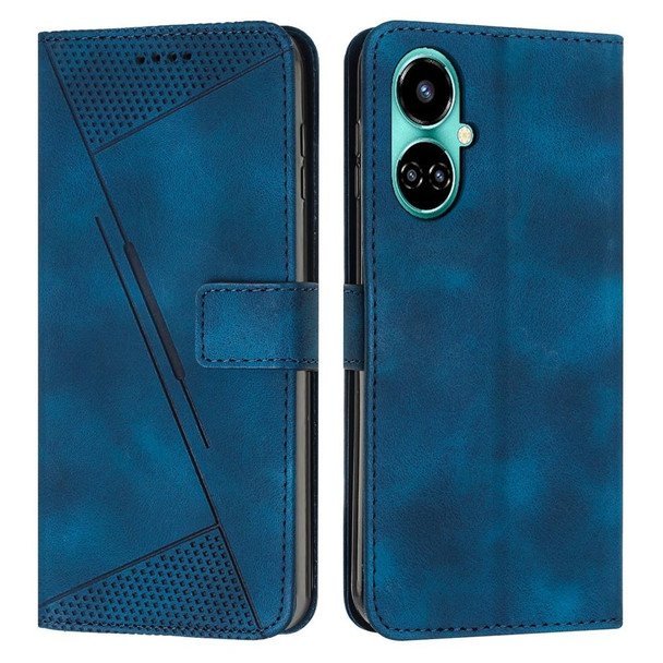 For Tecno Camon 19 / 19 Pro Dream Triangle Leatherette Phone Case with Lanyard(Blue)