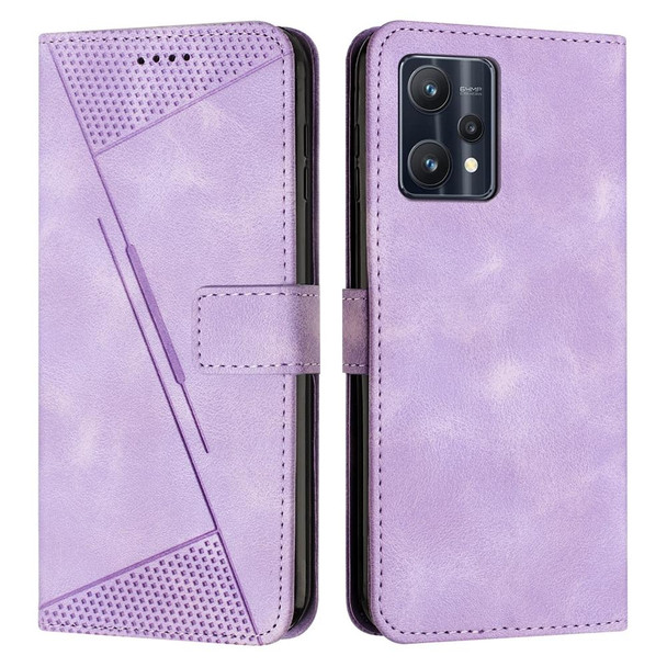 For Realme 9 Pro Dream Triangle Leatherette Phone Case with Lanyard(Purple)