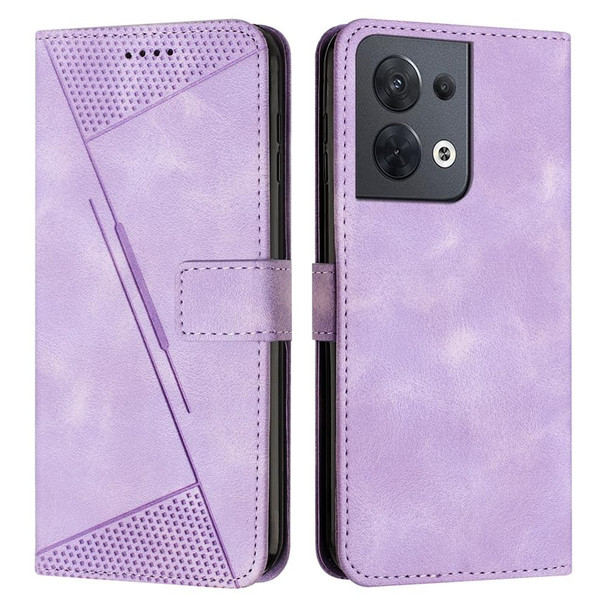 For OPPO Reno8 5G Dream Triangle Leatherette Phone Case with Lanyard(Purple)