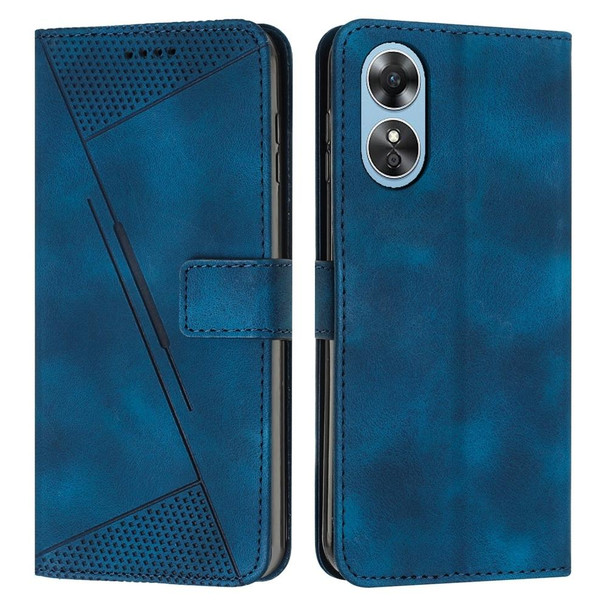 For OPPO A17 / A17k Dream Triangle Leatherette Phone Case with Lanyard(Blue)