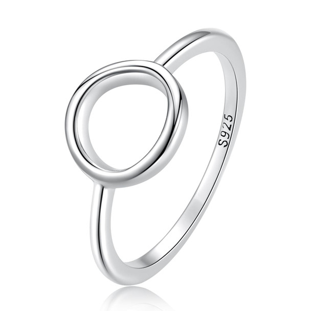 S925 Sterling Silver Simple Ring Women Ring, Size:8