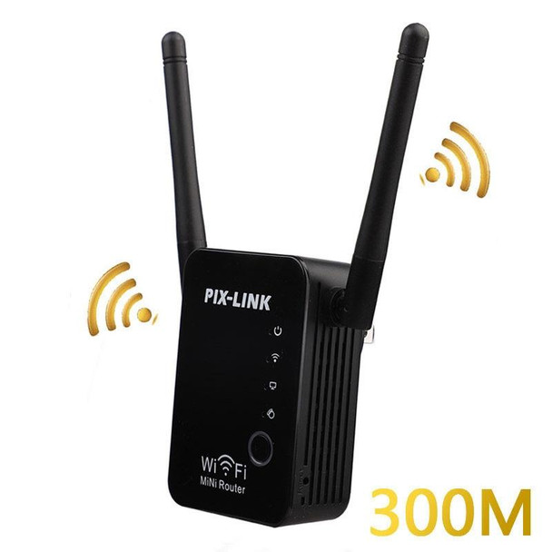 PIX-LINK 2.4G 300Mbps WiFi Signal Amplifier Wireless Router Dual Antenna Repeater(AU Plug)