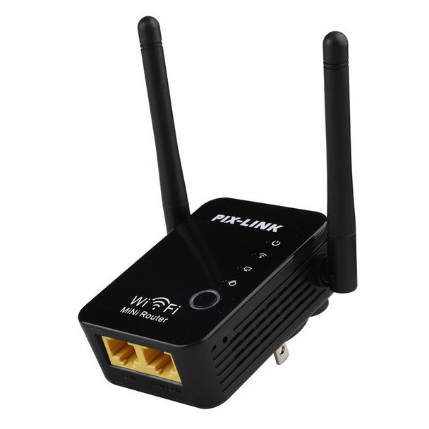 PIX-LINK 2.4G 300Mbps WiFi Signal Amplifier Wireless Router Dual Antenna Repeater(US Plug)