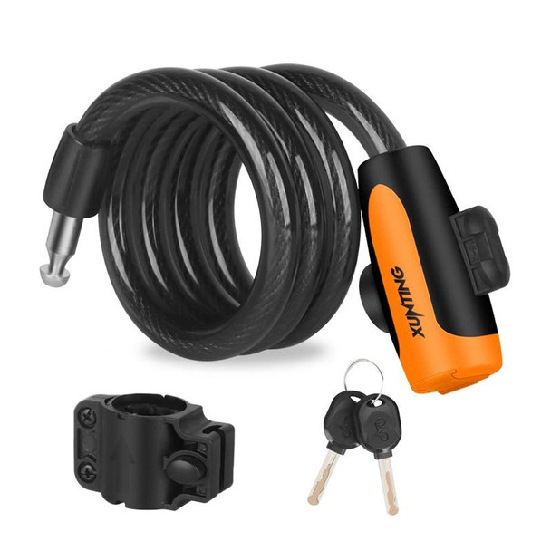 Bicycle Portable Anti-theft Lock Steel Cable Lock with Lock Frame, Style:A Style 100cm Black