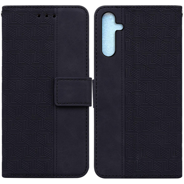 For Samsung Galaxy A25 5G Geometric Embossed Leatherette Phone Case(Black)