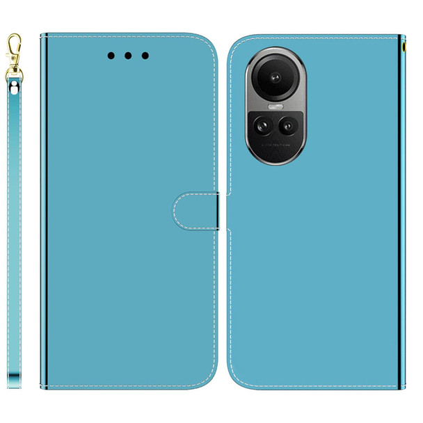 For OPPO Reno10 5G Global/Reno10 Pro Global Imitated Mirror Surface Leatherette Phone Case(Blue)