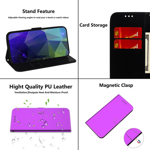 For OPPO Reno10 5G Global/Reno10 Pro Global Imitated Mirror Surface Leatherette Phone Case(Purple)