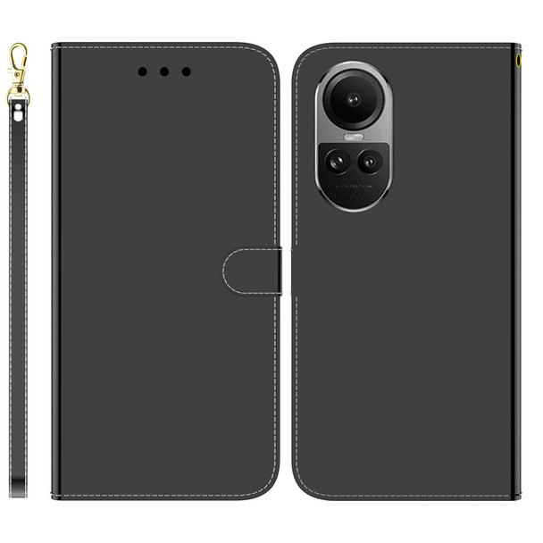 For OPPO Reno10 5G Global/Reno10 Pro Global Imitated Mirror Surface Leatherette Phone Case(Black)