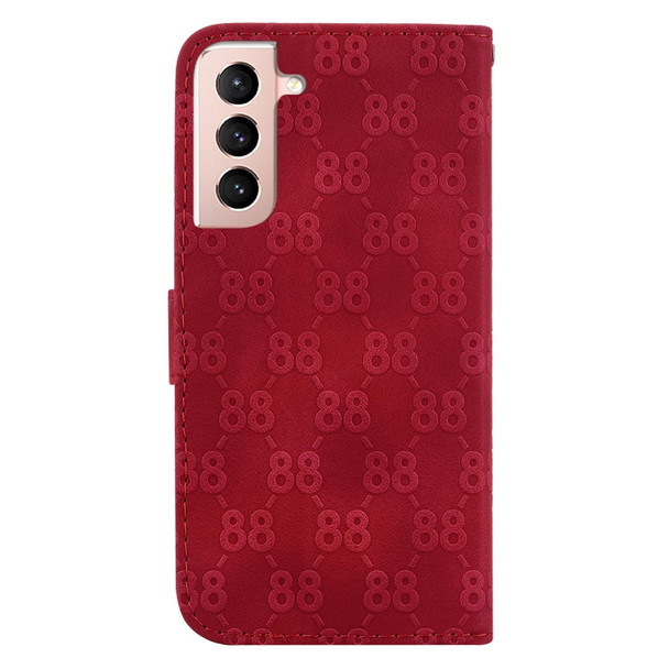 For Samsung Galaxy S21 Ultra 5G Double 8-shaped Embossed Leatherette Phone Case(Red)