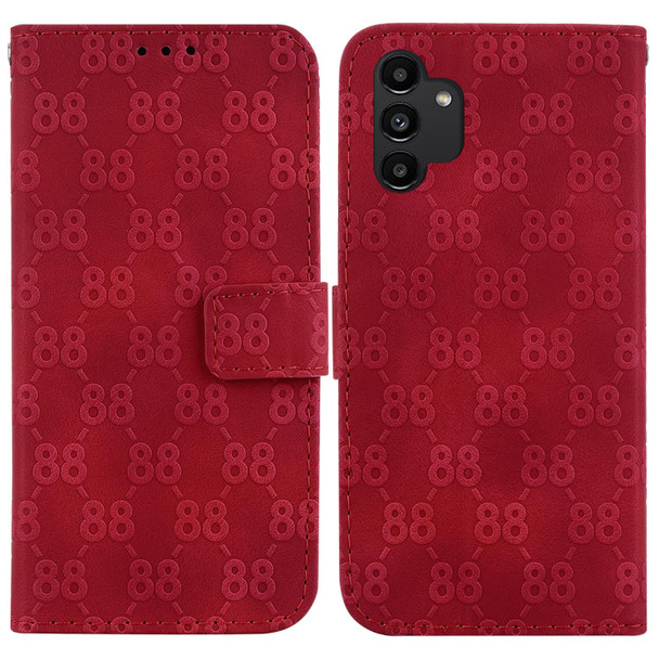 For Samsung Galaxy S22 Ultra 5G Double 8-shaped Embossed Leatherette Phone Case(Red)