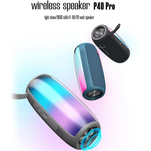 HOPESTAR P40 Pro IPX6 Waterproof RGB Light Wireless Bluetooth Speaker(Black)