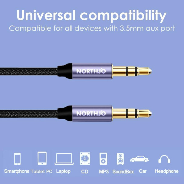 NORTHJO MTM03 3 Pole 3.5mm Male to Male Stereo Audio Aux Cable, Length:2m