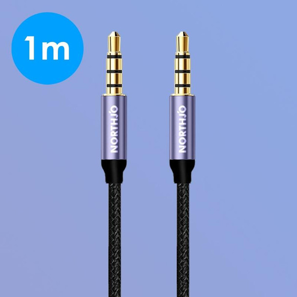 NORTHJO MTM04 4 Pole 3.5mm Male to Male Stereo Audio Aux Cable, Length:1m