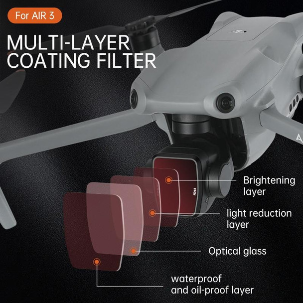 For DJI Air 3 RCSTQ Multi-Layer Coating Waterproof  Filter, Spec: ND-PL8