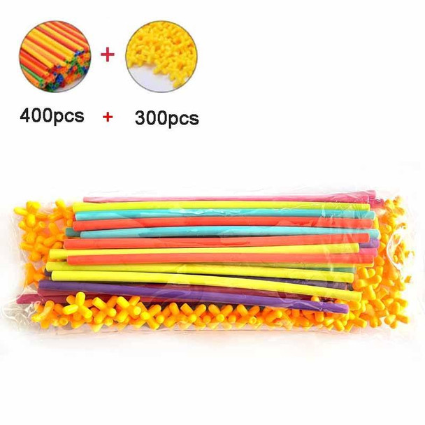 400pcs Pipe+300 Connectors DIY Plastic 4D Straw Building Blocks Joint Funny Development Toys