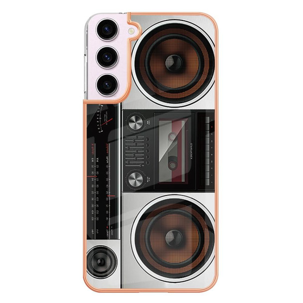 For Samsung Galaxy S23 5G Electroplating Marble Dual-side IMD Phone Case(Retro Radio)