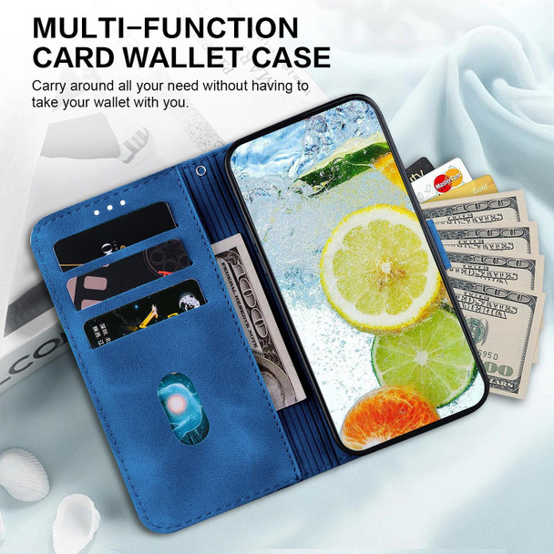 For Samsung Galaxy S21+ 5G Double 8-shaped Embossed Leatherette Phone Case(Blue)