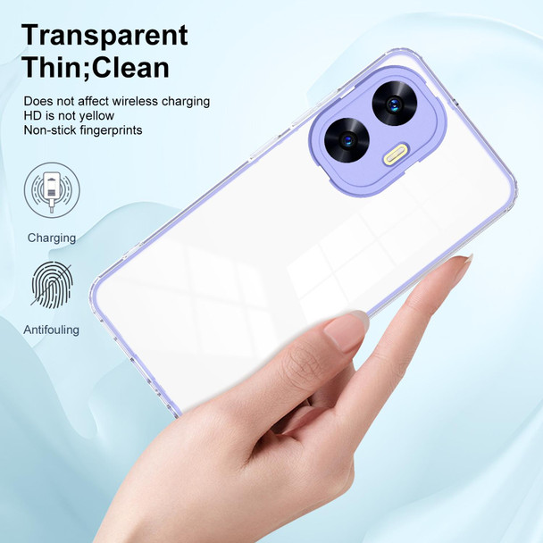 For Realme C55 3 in 1 Clear TPU Color PC Frame Phone Case(Purple)