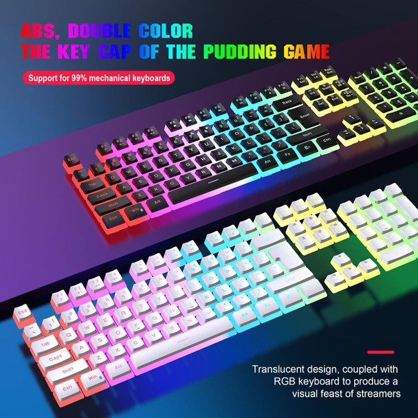 HXSJ L200+X100 Wired RGB Backlit Keyboard and Mouse Set 104 Pudding Key Caps + 3600DPI Mouse(Black)