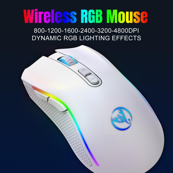 HXSJ L96 2.4G Wireless RGB Backlit Keyboard and Mouse Set 104 Pudding Key Caps + 4800DPI Mouse(Black)