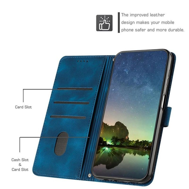 For Samsung Galaxy S22 Ultra 5G Dream Triangle Leatherette Phone Case with Lanyard(Blue)